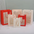 MU Cheap Clear Windows Paper Bag Shopping Gift Bag Cardboard Art Paper Bag Gift Card Handles Paper Packing