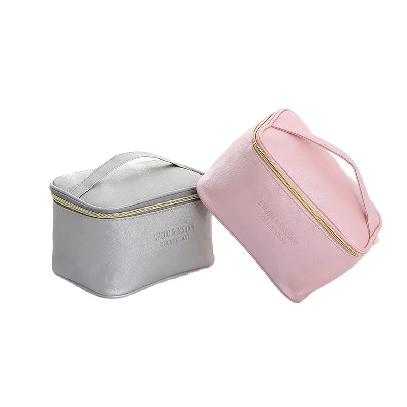 Korean Version of the New Cross Pattern PU Leather Cosmetic Bag Travel Storage Cosmetic Bag