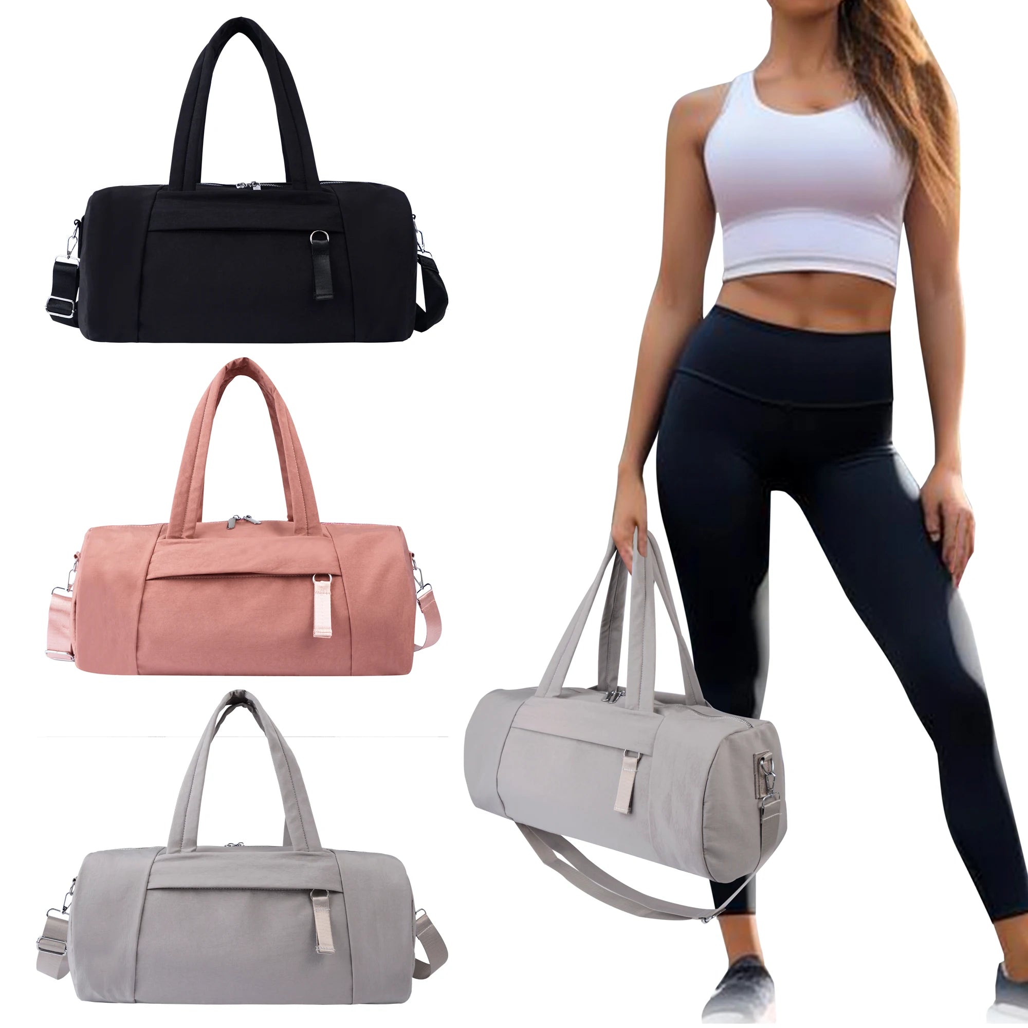 Luggage Bag Multi-pocket Waterproof Durable Handle Travel Bag Gym Sports Bag Gray Daily Exercise Use