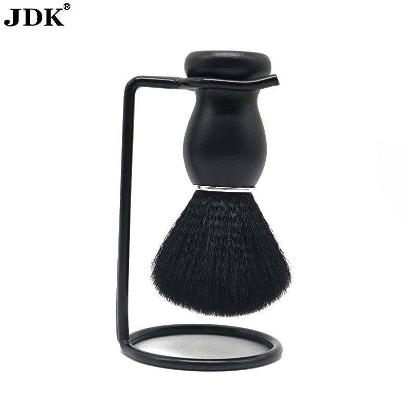 Custom Logo Black Wooden Handle Natural Shaving Brush Vegan Bristle for Men