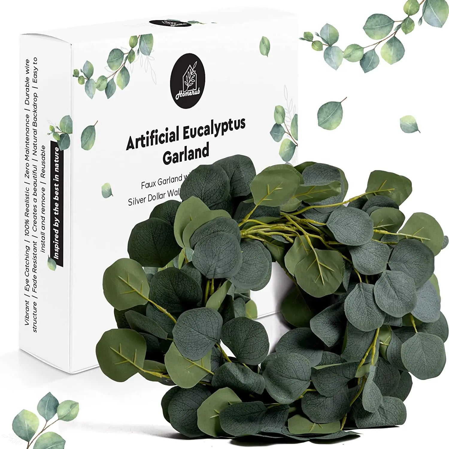 Artificial Eucalyptus Garland Greenery Silk Eucalyptus Leaves Vines Faux Silver Dollar Eucalyptus Plants for Wedding Party Home