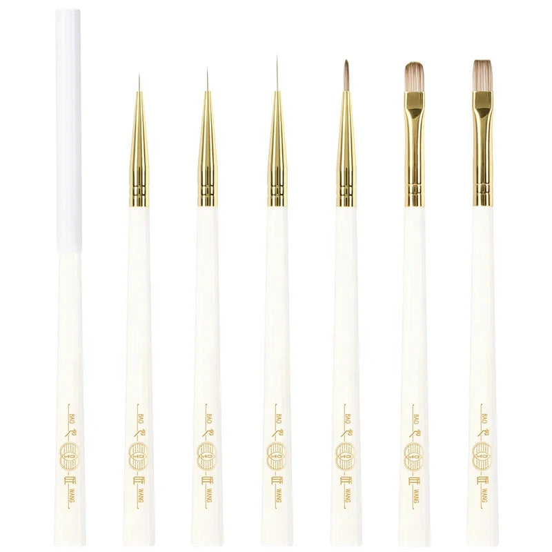 White Jade Series Professional Manicurist Set High Acrylic Nail Art Brush UV Gel Nail Polish Oval Nylon Resin Beauty OEM