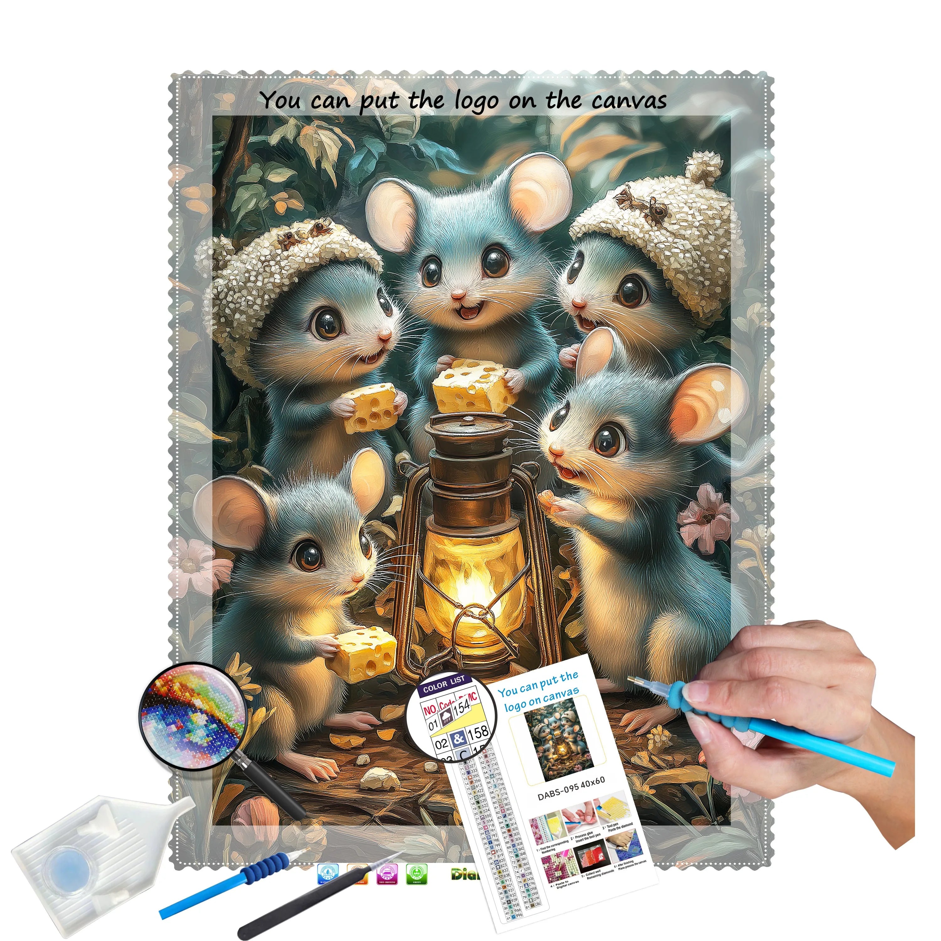 N-2200 Custom 30x40cm Diamond Art Painting Set Round/Square Drills for Animal Subject-Rat Diamond Painting