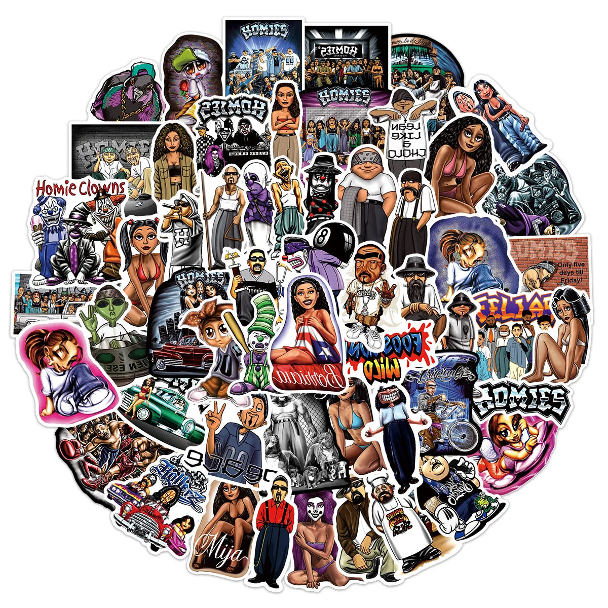 100PCS Cool Fashional Bro Decals for Teen Skateboard Laptop Guitar Bottle Funny Homies Sticker