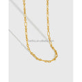 Simple 18K Gold S925 Sterling Silver Figaro Chain Necklace for Women
