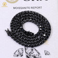 Black Rhodium Link Moissanite Tennis Chain Necklace S925 Sterling Silver Trendy Diamond 3mm 4mm 5mm  Black Moissanite Chain