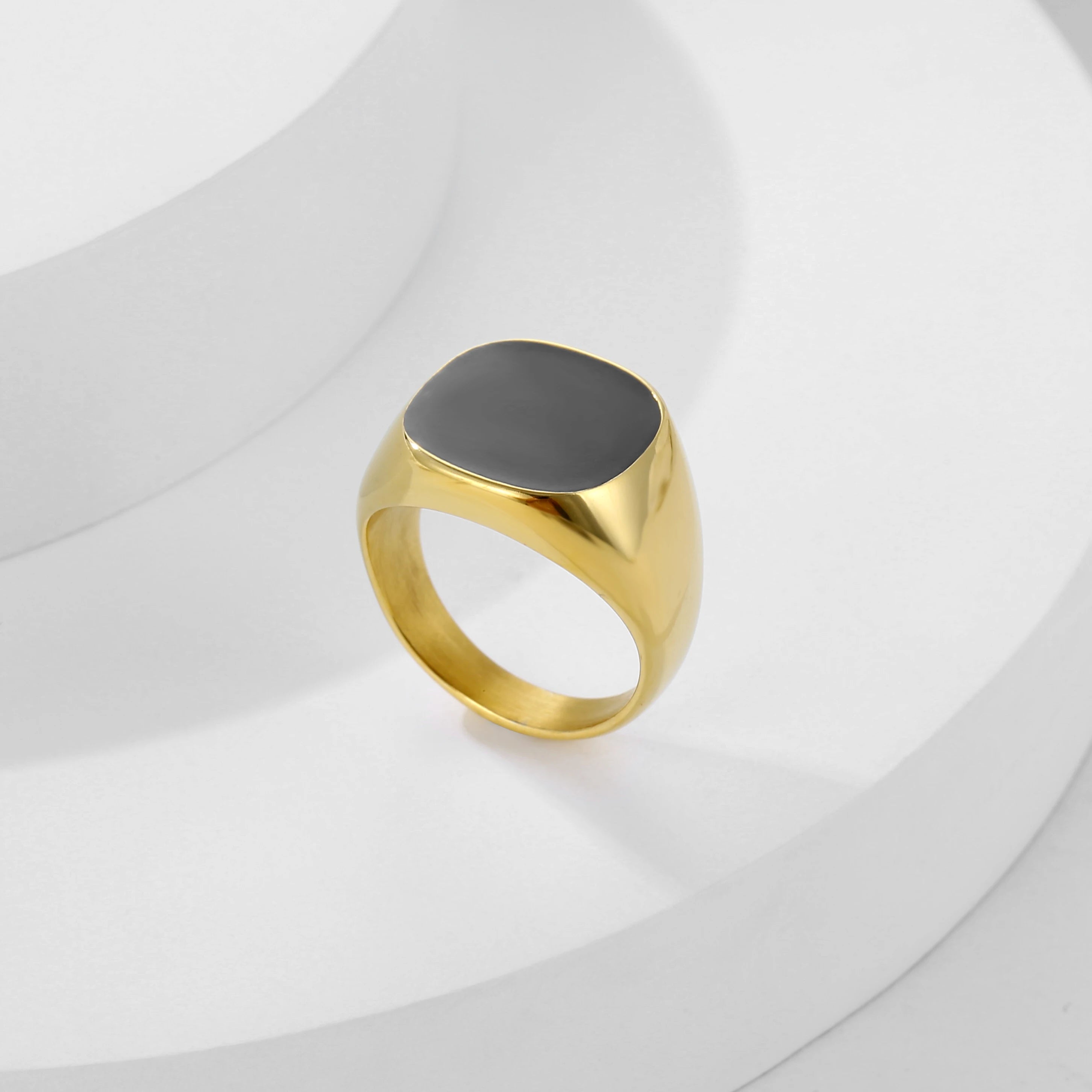 2024 Fashion Jewelry Custom LOGO Stainless Steel Jewelry Finger Ring Punk Black Enamel Men Ring Wholesale Statement Rings