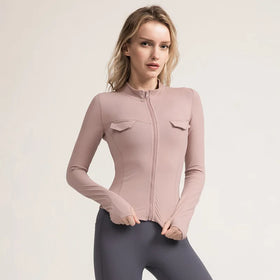 Standing Collar Zipper Horse Riding Tops Womens Tight-fitting Long Sleeve Fast Dry Shirt Outer Garment Equestrian Ladies Jackets