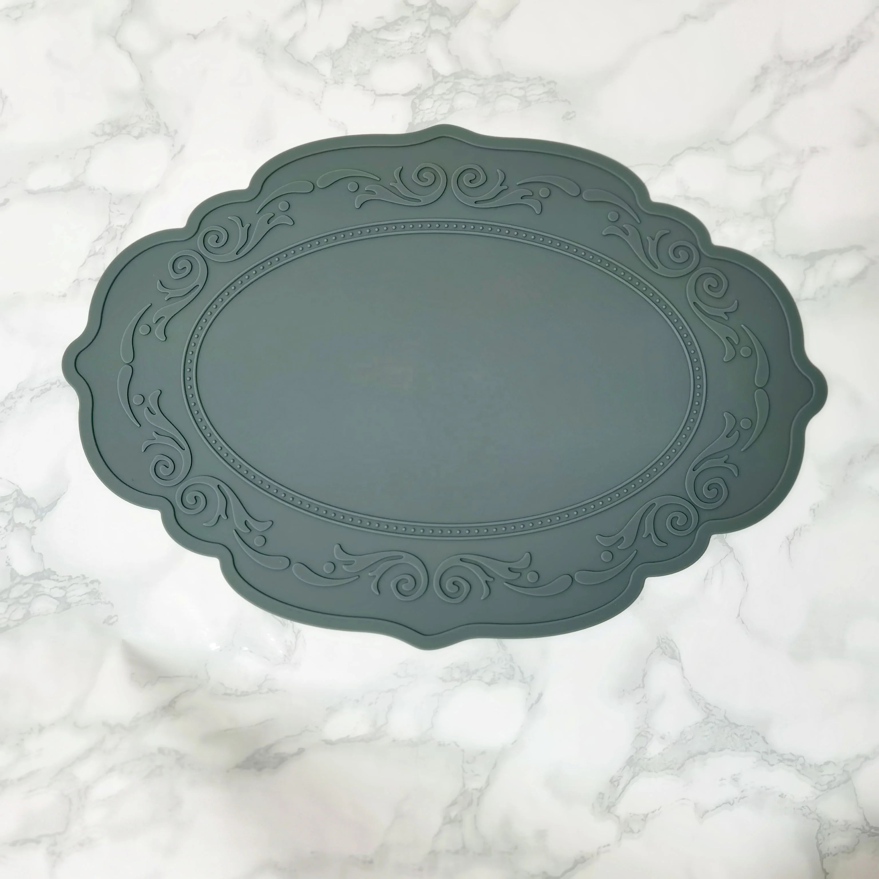 Oval Silicone Mat French Retro Embossed Placemat Kitchen Table Insulation Mat