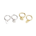 Dainty 925 Silver Earrings with Gold Plating Zircon Main Stone Small Hoop Heart Design-for Girlfriend Sister's Birthday Gift