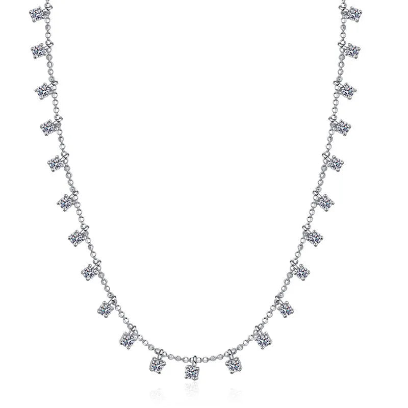 Wholesale Fine Jewellery 925 Sterling Silver Full Star Tennis Chain Luxury 3ct Cultivated Diamond Moissanite Necklace for Women