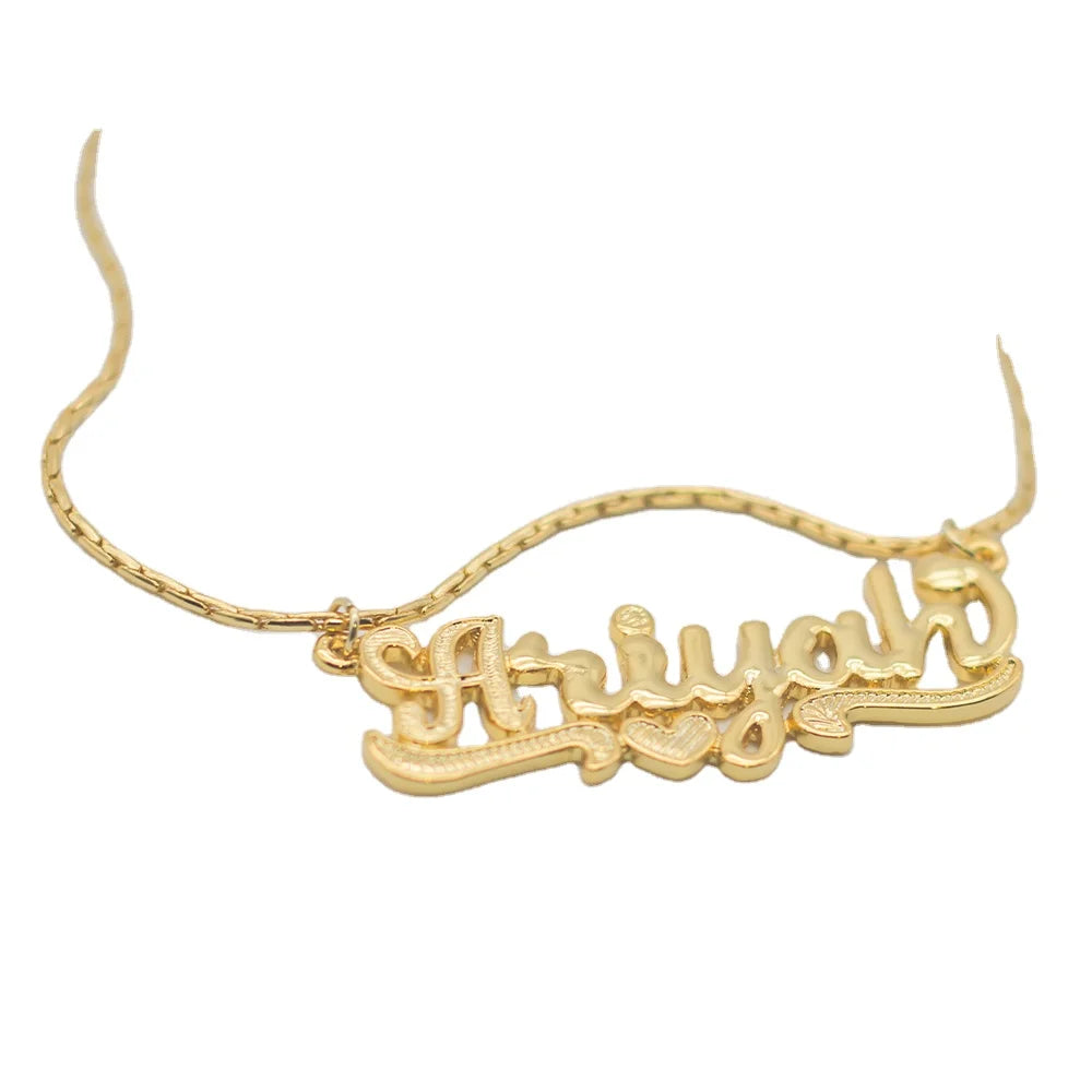 Qiuhan Hip-hop Gold Plated Necklace Anniversary Wedding Party for Friends Lovers Personalized Name Necklace