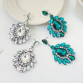 Exaggerated Crystal Leaf Dangle Earrings Women Rhinestone Leaf Bridal Earrings for Wedding