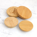 Round Borosilicate Glass Storage Jar With Bamboo Wooden Lid Teapot Cover