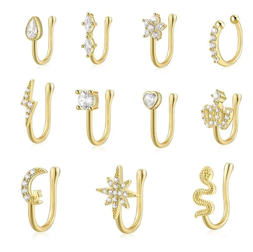 Wholesale Nose Rings Vvs Moissanite Non Piercing Nose Ear Clips Cuff Ring for Women