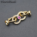 Delicate Style Anti Fading Gold Plated Bling Cubic Zirconia Big Size Irregular Shape Double Round Spring Clasps for Bracelet