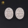 Ready to Ship GRA Certificate Iced Out Diamond Oval Shape 925 Silver Screw Back Men Moissanite Hip Hop Earrings