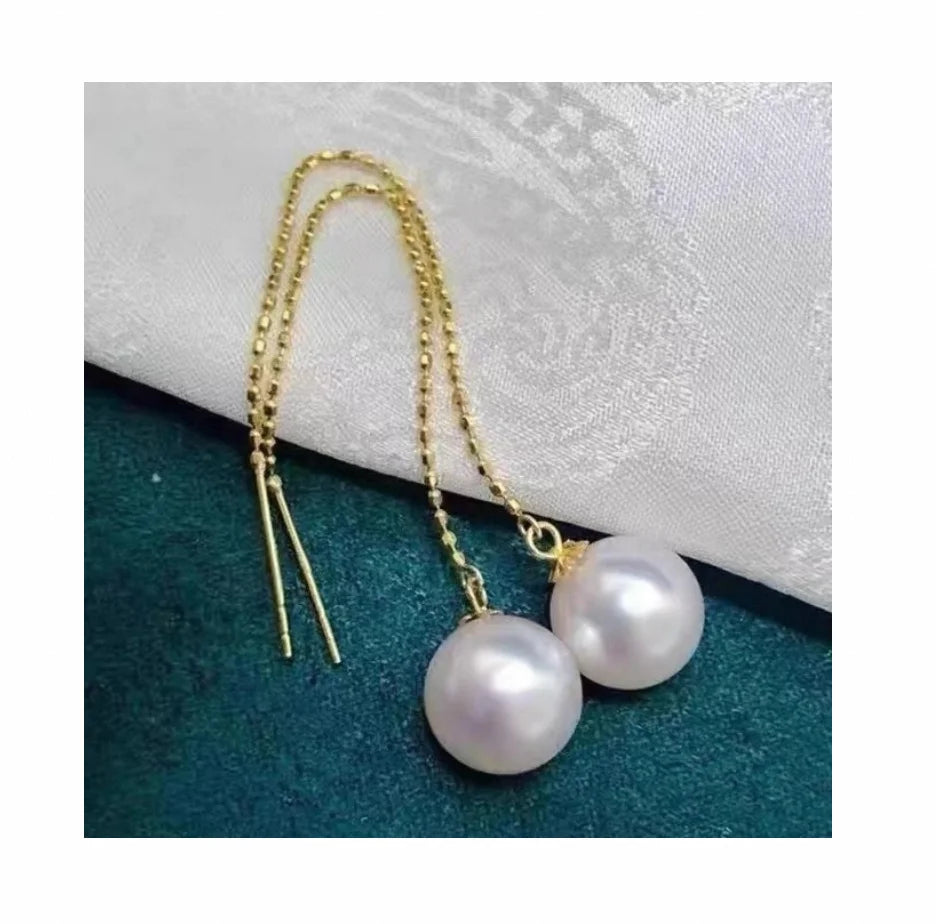 E2039 9-10mm DIY Natural Freshwater Pearl Charm Earrings Mounting Accessory 925 Sterling Silver Gold Plated  Jewelry for Women