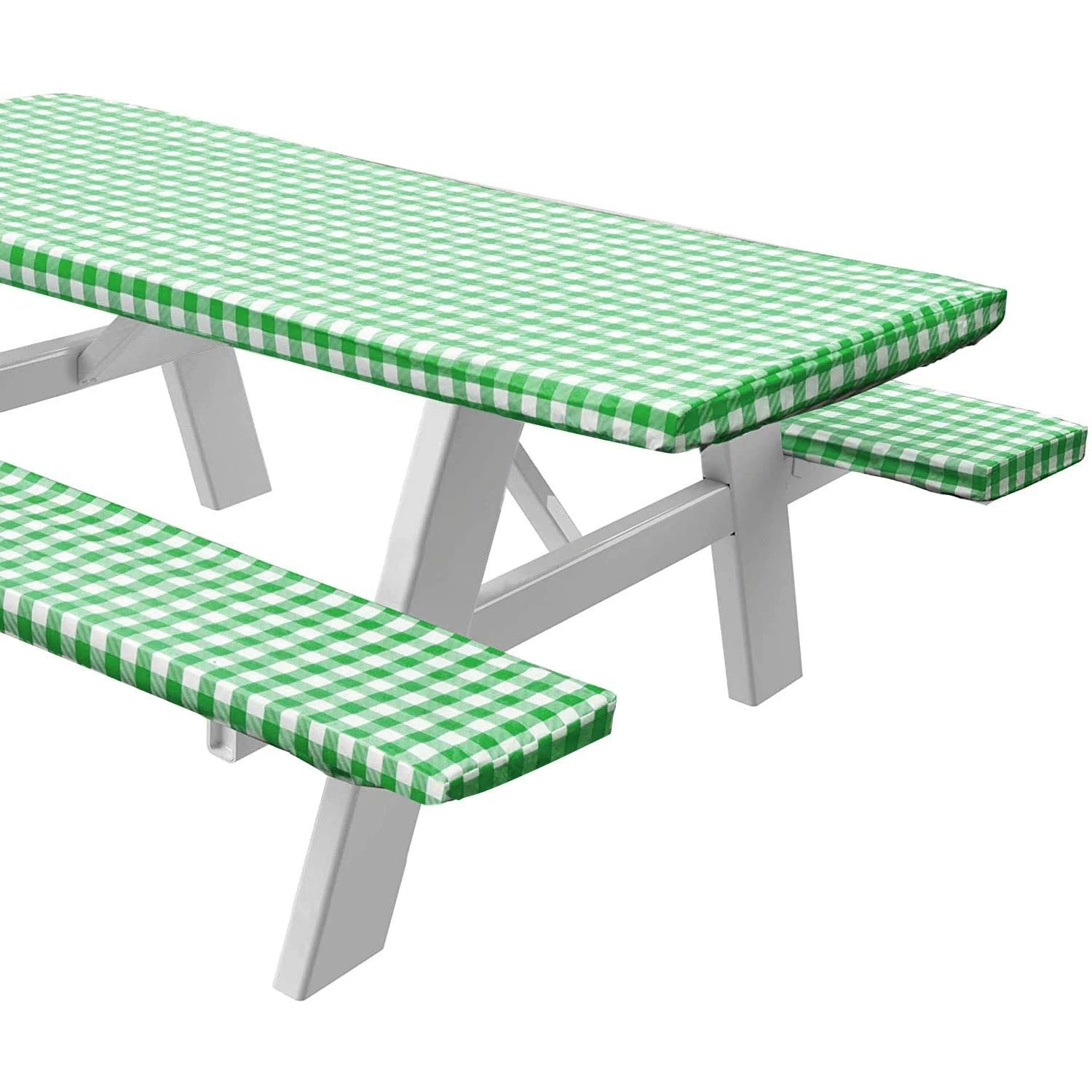 72x28 Inch 3 Pcs Fitted Oilproof Waterproof Plastic Camping Picnic Table Covers Tablecloth and Bench Covers Set