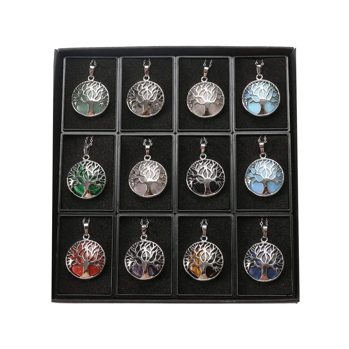 Sterling Silver Gemstone Family Tree of Life Pendant Necklace Dainty Jewelry Anniversary Birthday Gifts for Girls Mom and Women