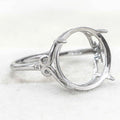 Sterling Silver 14*14mm Semi Mount Ring Empty Frame Blank Support Setting S925 Base Holder Without Center Stone for DIY Inlay
