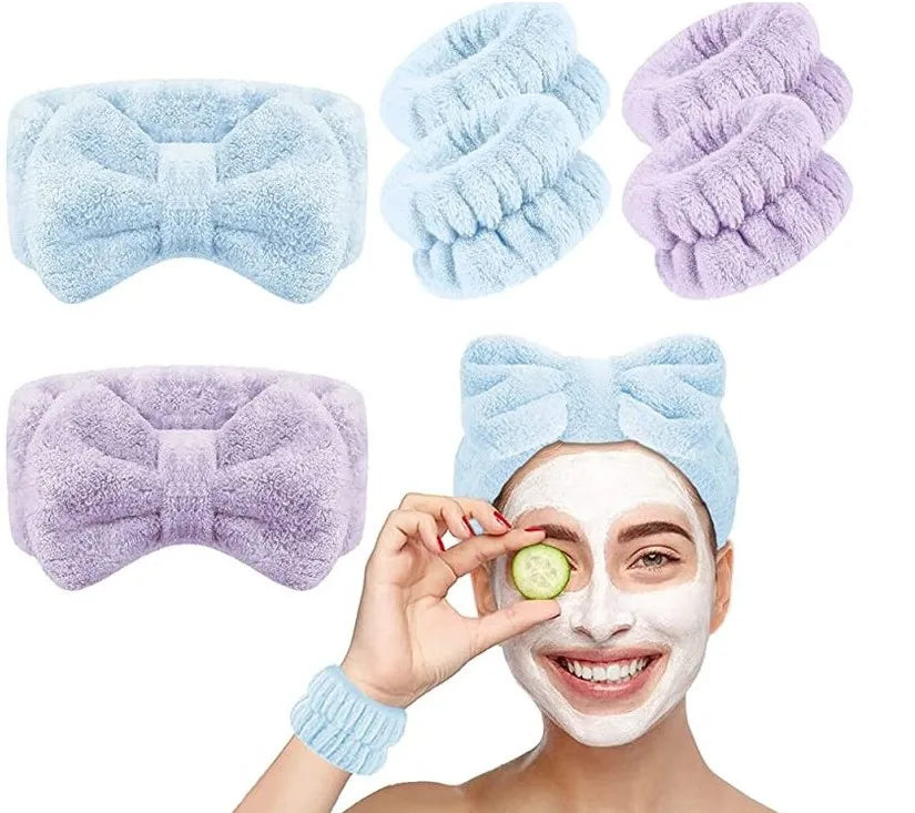 Reusable Spa Headband Wrist Washband Face Wash Set From Spilling Down Arms