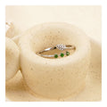 Minimalist Bulk 925 Sterling Silver Crystal Jewelry Natural Diopside Stone Leaf Shape Open Rings Stackable Adjustable
