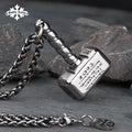 Unikely Designed Gothic Stainless Steel Necklace Norse Mythology Viking Rune Hammer Togetherness Pendant for Men for Party MegaBDM