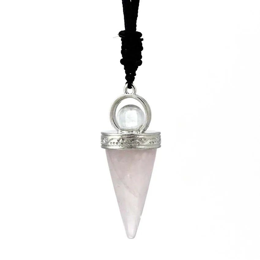 HZ Natural Stones Pendant Amulet Rose Quartz Meditation Hexagonal Pendulum Reiki Healing crystal pendant For Men Women Jewelry crystals wholesale bulk