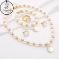Fashion Gold Plated Stainless Steel Jewelry Chinese Love Cute Geometric  Pearl Color Gemstone Bracelet Design Sets