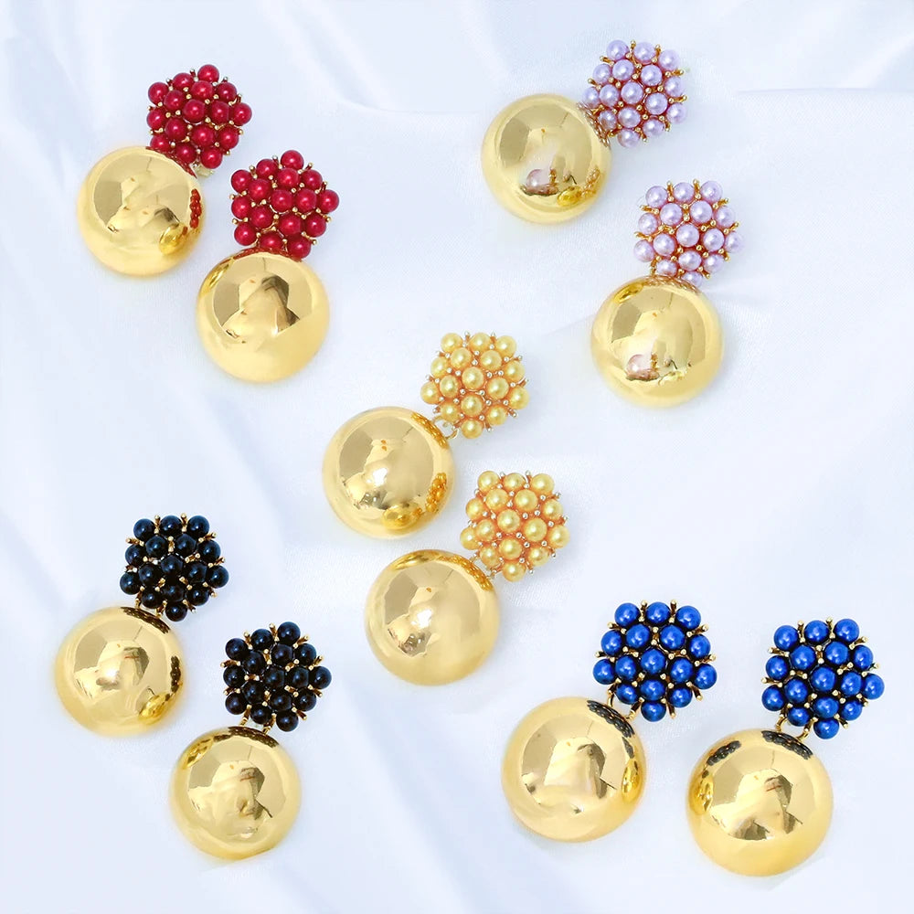 MEIZI JEWELRY Dubai 18k Gold Plated Brazilian Earring Set Diamond Main Stone for Wedding Party Gift for Women Copper Jewelry
