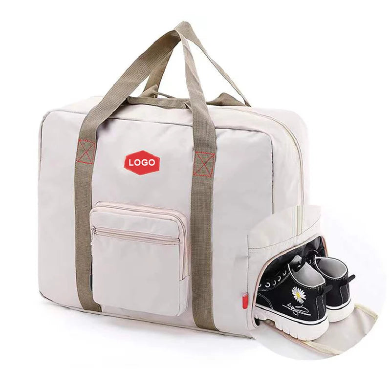 Custom Waterproof Nylon Fashion Zipper Luggage Clothes Storage Carry-On Foldable Packable Collapsible Tote Travel Duffle Bag