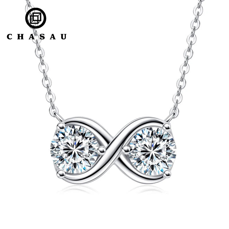 Directly Sale Niche Trendy Pass Diamond Tester 2 Carat Moissanite 925 Sterling Silver Infinity Jewelry Pendant Necklace