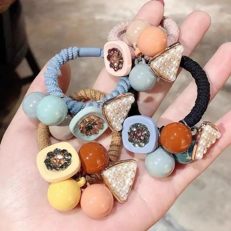 Hair Accessories for Girls Assorted Elastic Rubber Bands Ponytail Holders Hair Tie Mix Colors Geometric Design Daily Casual Use