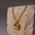 Chris April Fashion Jewelry 316l Stainless Steel Pvd Gold Plated Figaro Chain Drop Pendant Necklace for Women