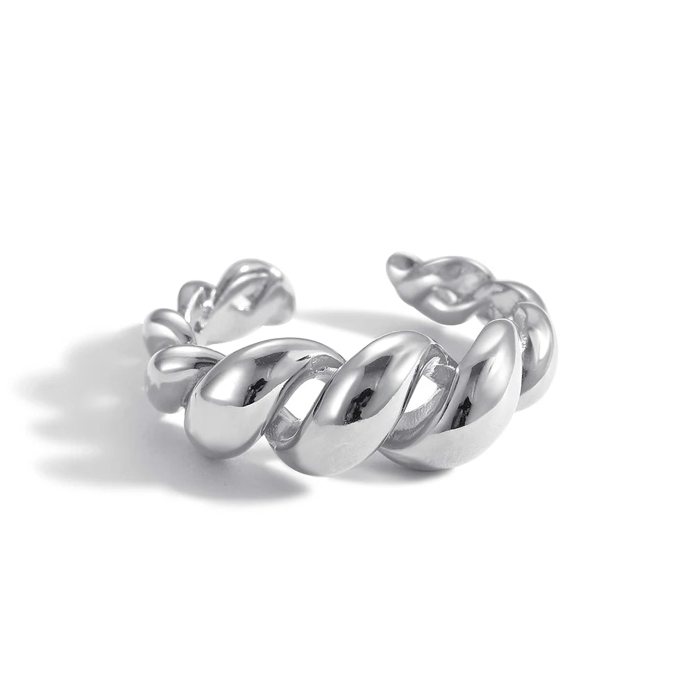 Dylam Dainty Anillos De Plata 925 Silver Jewelry Joyeria Twisted Croissant Adjustable Ring Gold Plated Jewelry 18K Gold Rings