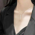 Woman Stainless Steel 18k Gold Plated 3d Gold Rose Gold Silver Vertical Mother of Pearl bar Pendant Choker Necklace