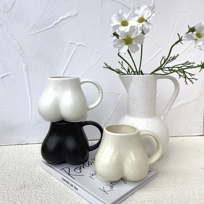 SOLHUI Ins Funny Creative Ass Shape Ceramic Mug