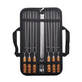Promotion 6Pcs 42cm U Shape Stainless Steel BBQ Skewers 4Pcs 40cm Barbecue Kebab Skewer Wood Handle BBQ Fork with Storage Bag