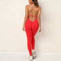 GC Sports Bodysuit High Waist Yoga Leggings for Women with Push-up V Back Cut High Visibility Jumpsuit