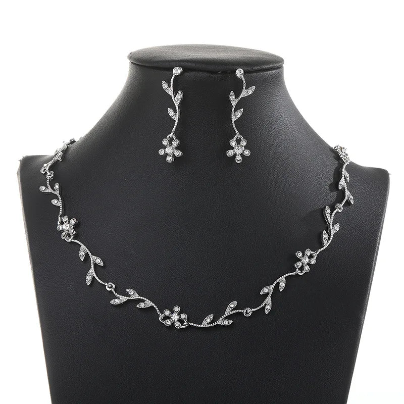 SLBRIDAL Ins Style Trendy Alloy Rhinestones Crystals Wedding Jewelry Set Bridal Necklace Earrings Set Party Women Jewelry Set