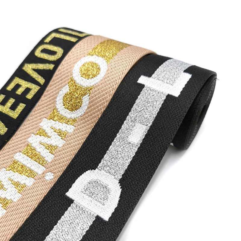Custom logo Durable Nylon Polyester Cotton Woven Jacquard Black Camo Webbing Ribbon Belt Strap Tape Fabric Trim