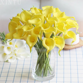Romantic Fashion Mini Calla Lily Artificial Faux Silk Flower Natural Touch Home Wedding Wall Decoration Back School Graduation