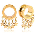 Evorte Children's Stainless Steel Punk Star Tassel Ear Plugs Tunnel Gauges Moon Ear Weights Stretcher Hanger Modern Ear Piercing