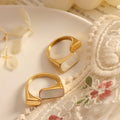 Women Stainless Steel 18k Gold Plated Fashion Vintage White Seashell Open Rings Anillos Acero Inoxidable Por Mayor