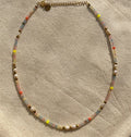 Stainless Steel Boho Style Gemstone Necklace 18k Gold Freshwater Pearl Choker
