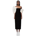 TWOTWINSTYLE Elegant Party Dress Patchwork Folds Sleeveless High Waist Slimming Long Dresses Women