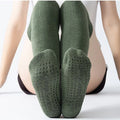 Wholesale Thick Terry Long Yoga Grip Socks Women Thigh High Anti Slip Barre Pilates Socks