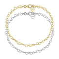 Summer Beach Jewelry Female Anklet Chain Foot Jewelry 14k Gold Plated  925 Sterling Silver Heart Shape Chain Anklets for Women