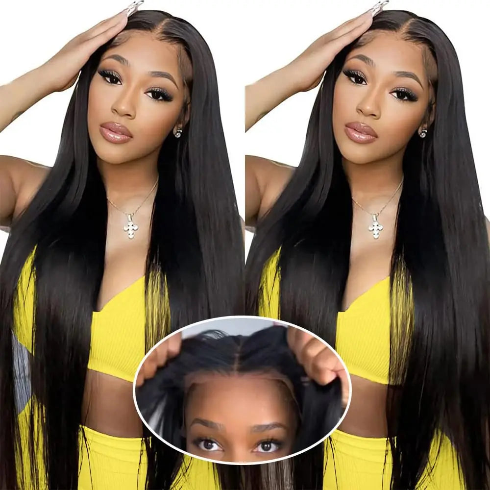 Wear and Go Glueless Wigs Human Hair Pre Cut 13x4 Straight Lace Front Wigs Human Hair Pre Plucked HD Lace Frontal Wigs